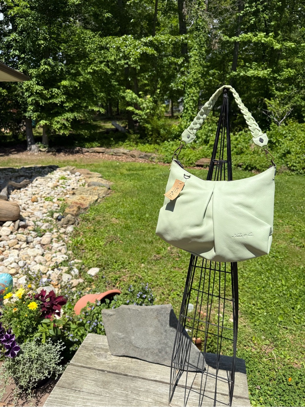 Nena & Co. Light Green Braided-Handle Shoulder Bag